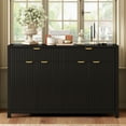 thumbnail image 2 of Wave Design Sideboard Cabinet Scandinavian with 2 Drawers 4 Doors Adjustable Shelves Aluminum Handles MDF Black, 2 of 9