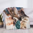 thumbnail image 3 of Fotbe Playful Cat Manta de Franela con Estampado, Manta Ultrasuave para Cama, Sofá, Auto, Hipoalergénica y Antibolitas-80"x60", 3 of 6