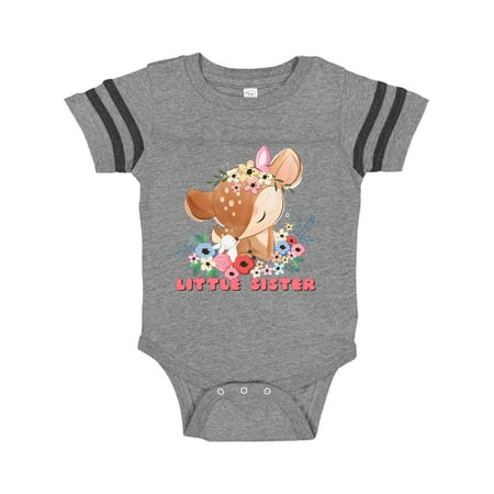 

Inktastic Little Sister Deer Gift Baby Girl Bodysuit