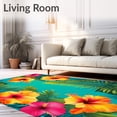 thumbnail image 2 of ODIKA 2'x3' Machine Washable Non-Slip Area Rug, Sunset Multicolor Indoor with Vibrant Botanical Prints High Traffic Rug, Blue, 65324, 2 of 7