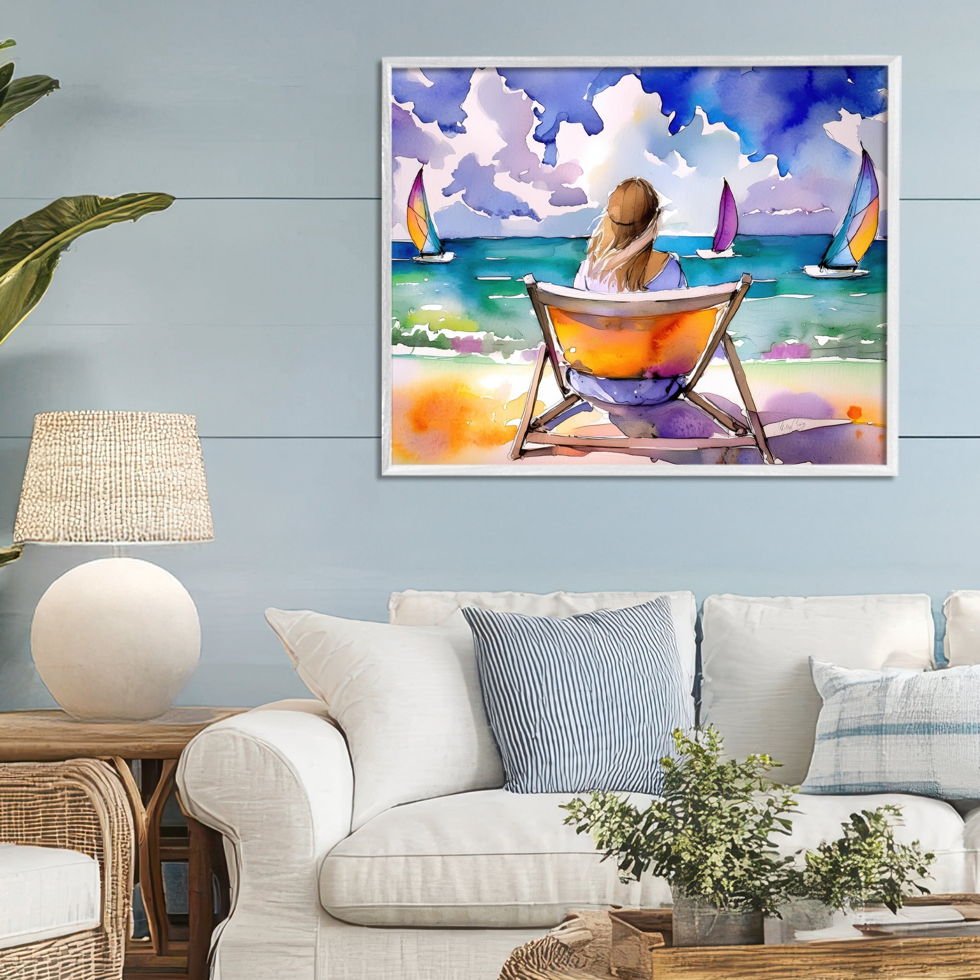 Stupell Industries Front Row to Paradise White Framed Giclee Art, design by Shelly Craig