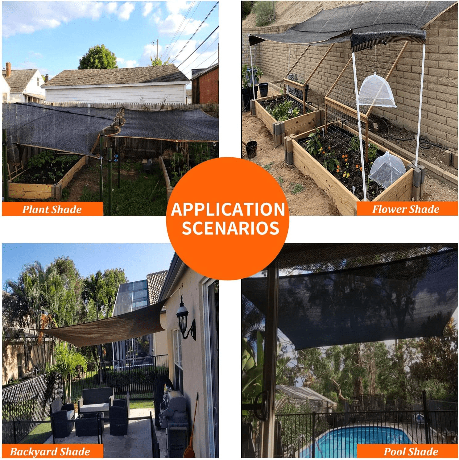 Garden 70% Shade Cloth, 10 x 20 FT Shade Mesh Tarp with Reinforced Grommets, Black Outdoor Sunblock Shade Cloth Cover for Plants, Greenhouse, Patio, Chicken Coop, Tomatoes Sun Shade Net