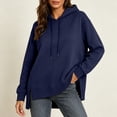thumbnail image 5 of Cmfcve Fall Pullover Hoodies for Women Side Slit Casual Drawstring Hooded Sweatshirts Long Sleeve Tunic Shirts, 5 of 9