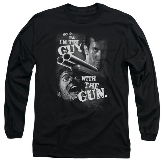 Army Of Darkness Guy With The Gun Long Sleeve Adult 18/1 T-Shirt Black