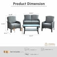 thumbnail image 4 of Ovios 4 Pieces Patio Furniture Outdoor Sectional Set Modern High Back All Weather Wicker Conversation Set with Coffee Table for Garden, Backyard, Dark Gray, 4 of 7