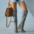 thumbnail image 2 of Willtoo Women's Thigh High Boots Fashion Casual Suede Over The Knee Block High Heels Long Sexy Pointed Toe Tall Boots for Women Ladies Gray US-7.5（EU-39）, 2 of 8