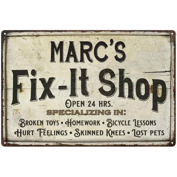 MARC'S Fix-It Shop Sign Grandpa Dad Wall Decor 8 x 12 High Gloss Metal 208120006204