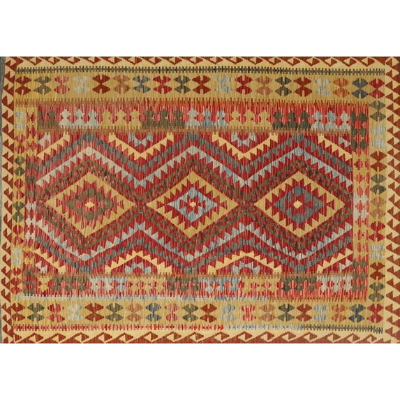 Ahgly Company Machine Washable Indoor Rectangle Contemporary Gold Area Rugs, 2' x 5'