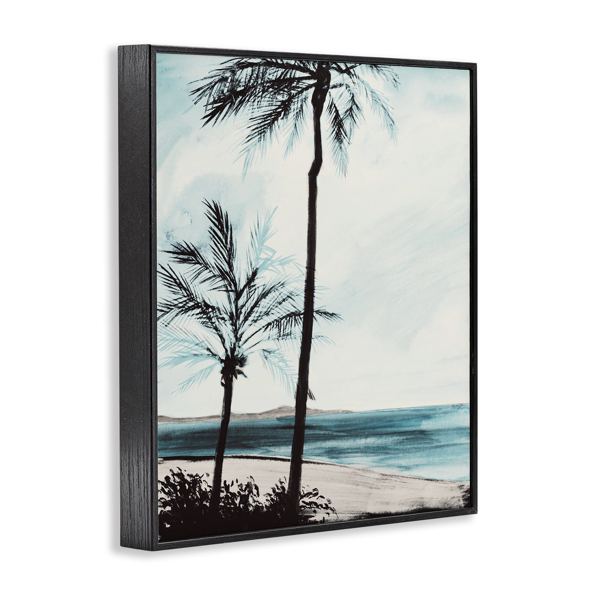 Stupell Industries Beach Palm Silhouettes Coastal Painting Black Framed Art Print Wall Art, 11 x 14