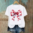 thumbnail image 6 of Craaazy Women's Bow Prints Fashion Round Neck Short Sleeved T-shirts Gifts, 6 of 6