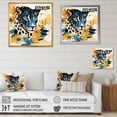 thumbnail image 4 of Designart "Leopard Collage in Yellow and Blue IV" Animals Framed Wall Art Decor - Modern Yellow Leopard/Cheetah Entryway Framed Wall Art Print, 4 of 6