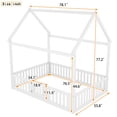 thumbnail image 5 of Euroco Full Size Low House Bed with Fence and Door, White, 5 of 11