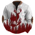 thumbnail image 2 of Telankuip Zipper up Christmas Sweatshirts for Men Fashion Xmas Graphic Print Full Zip Sweatshirt Jackets Long Sleeve Patch Stand Collar Loose Fall Winter Warm Pullover Tops Red XL, 2 of 4