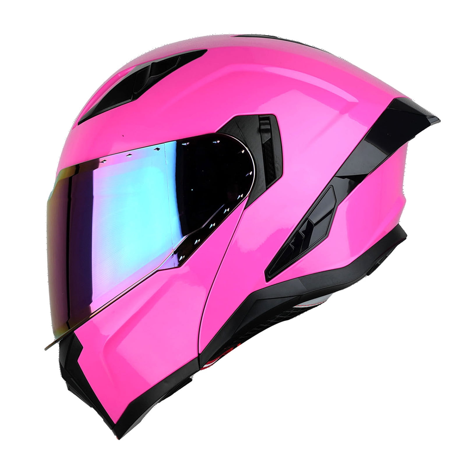 1Storm Motorcycle Modular Flip up Dual Visor Helmet Street Bike Sun Shield Full Face KT928: Glossy Pink + One Extra Clear Shield