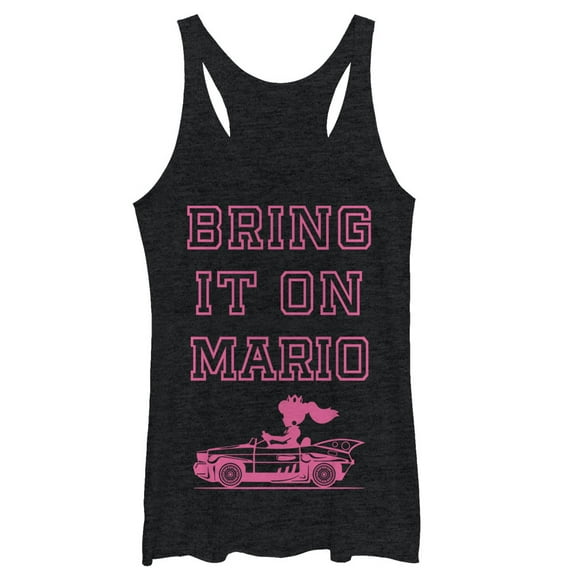 Women's Nintendo Bring It Mario - Heather - Racerback Womens Tank Small Black