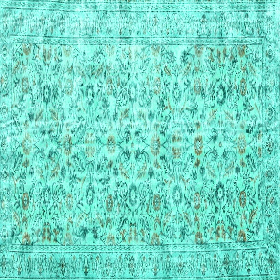 Ahgly Company Indoor Square Persian Turquoise Blue Traditional Area Rugs, 4' Square