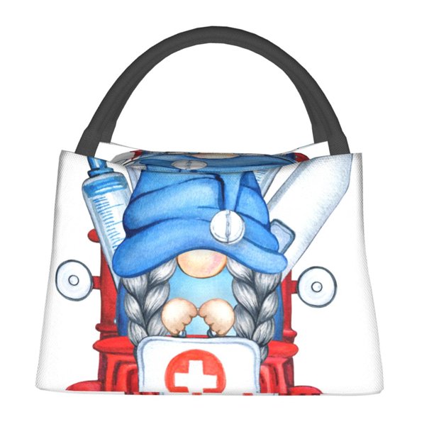 Fotbe Medicine Gnome Truck Red Bolsa Térmica Portátil con Estampado, Bolsa de Entrega de Alimentos Aislada, Bolsa Reutilizable de Gran Capacidad para Comidas y Supermercado