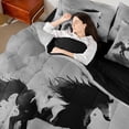 thumbnail image 4 of Castle Fairy Galloping Horse Twin Bedding Sets,Black Grey Bedding Comforter Set, 4 of 8