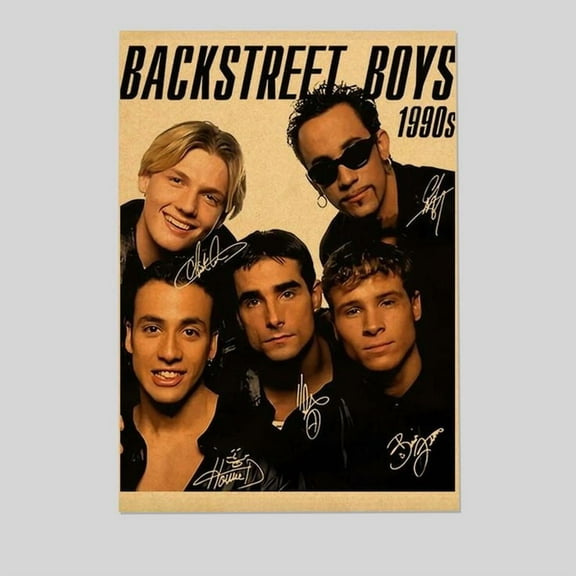 Music Poster - Backstreet Boys 80s 90s Retro Style - Size 24x36 - Postora