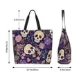 thumbnail image 5 of ZICANCN Skulls Flowers Tote Bag, Grocery Bags Reusable Shopping Bags with Handles Durable Foldable Washable for Women Men, 5 of 8