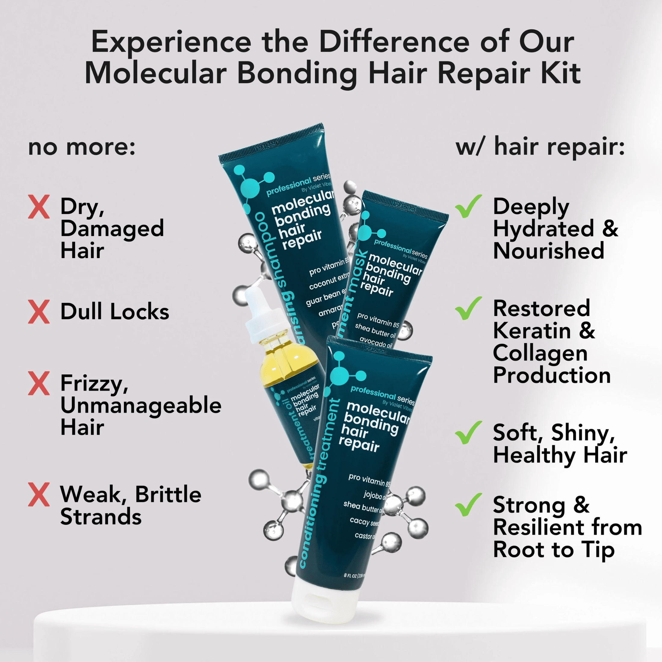 Violet Vibes Advanced Bonding Repair Conditioner, Deep Hydration & Shine, Shea, Castor & Jojoba