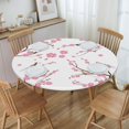 thumbnail image 3 of Cherry Blossoms Table Cloth Round Fitted Tablecloth Elastic Edge Waterproof Polyester Dining Table Covers for Kitchen, Camping, Party -(40"-44" Round Tables), 3 of 6