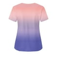 thumbnail image 2 of Fanxing Stretch Scrubs Tops Womens Gradient Print V Neck Nurse Uniform Short Sleeve Swing Blouse Loose Fit Scrub Shirt Workwear S-2XL, 2 of 4