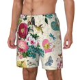 thumbnail image 1 of Balery Bird Butterfly Rose Bañador para hombre, shorts de playa de secado rápido con entrepierna y forro de compresión-Large, 1 of 6