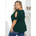 thumbnail image 5 of HKEDES Plus Size Tunic for Women Cold Shoulder Top Dark Green 2X Blouse Short Sleeve Clothing V Neck Shirts Summer Clothes, 5 of 11
