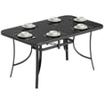 thumbnail image 1 of Outsunny Table à Manger d'Extérieur pour 6 avec Trou pour Parasol, Noir, 1 of 10