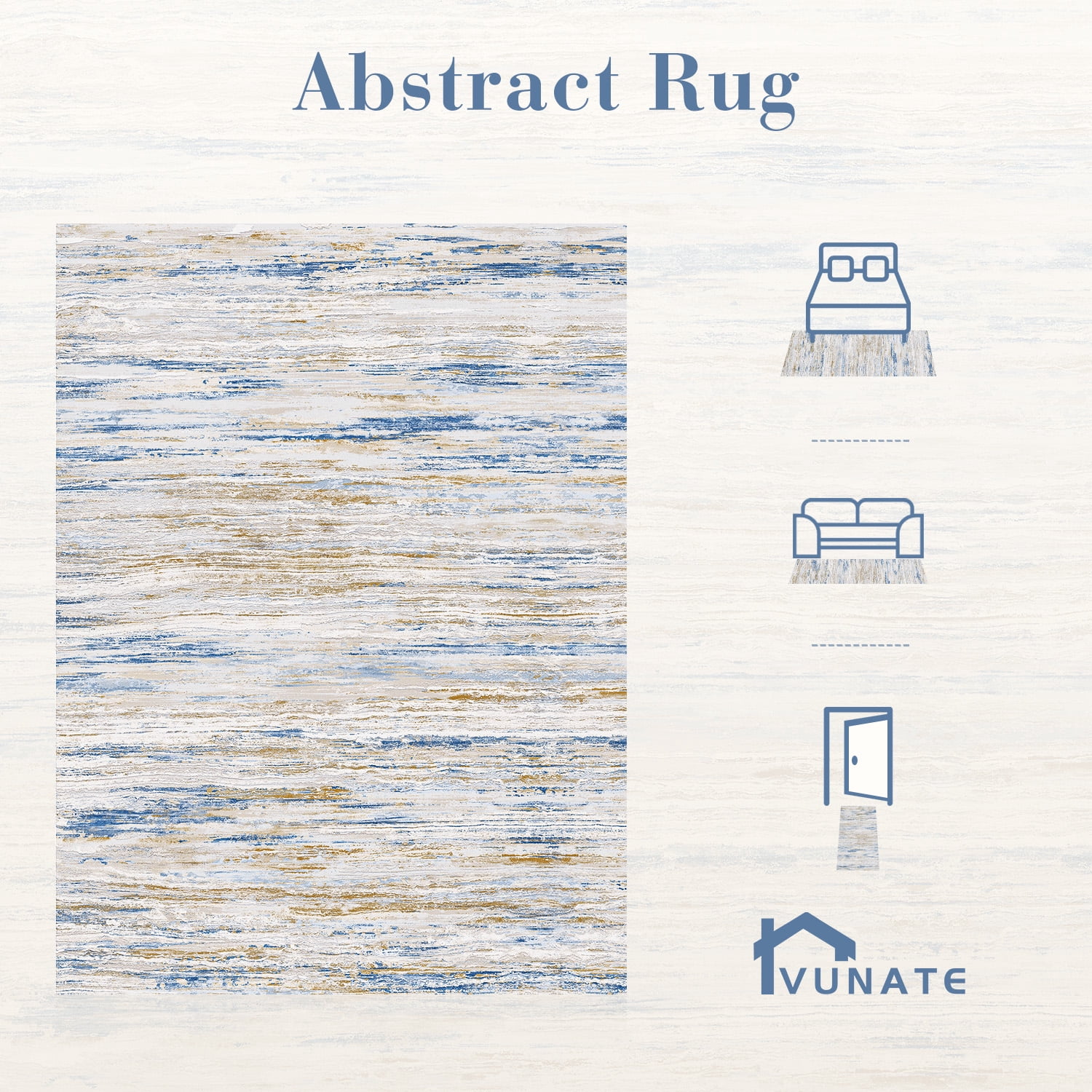 VUNATE 8'x10' Area Rugs for Living Room Abstract Washable Modern Carpet Non Slip Soft Indoor Throw Rug for Bedroom Dining Room Blue