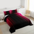 thumbnail image 3 of Feelyou Abstract Ombre Queen Comforter Set, Red Stripes Lines Bedding Comforter Set, 3pcs, 3 of 8