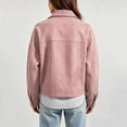 thumbnail image 3 of vdgthytj Jackets for Women Snap Button Lapel Collar Long Sleeve Cropped Fashion Fall Casual Outerwear with Chest Pockets(X-Large,Pink), 3 of 8