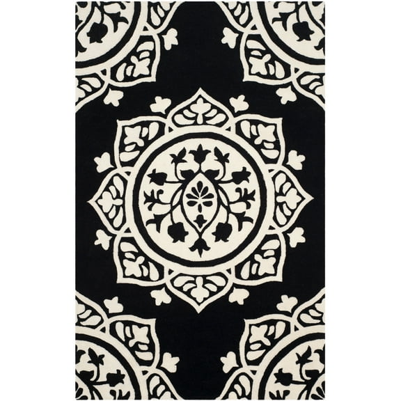 SAFAVIEH Bella Gabriel Abstract Wool Area Rug, Black/Ivory, 6' x 9'