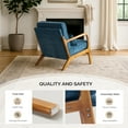 thumbnail image 3 of UBesGoo Modern Accent Chair, Chenille Fabric Armchair with Pillow and Solid Wood, Upholstered Comfy Reading Lounge Chair for Living Room, Blue, 3 of 10