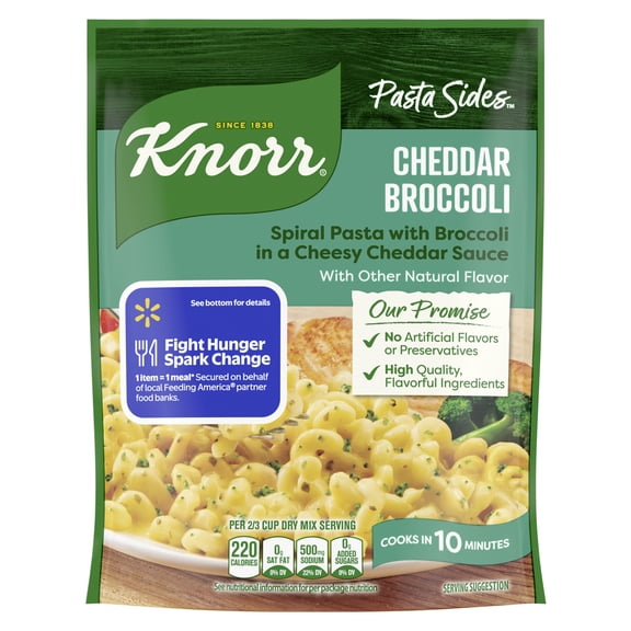 Knorr Pasta Sides Cheddar Broccoli Fusilli Made with No Artificial Flavors, 4.3 Oz Pouch