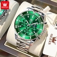 thumbnail image 3 of OLEVS Mens Chronograph Watch Green/Silver 42.5mm Outdoor Watch, Stainless Steel Strap 2870, 3 of 11