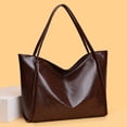 thumbnail image 3 of Large Capacity Tote Bag for Women Vegan Leather Casual Zipper Work Bag Lightweight Shoulder Bags Oversize Travel Purse Brown, 3 of 7