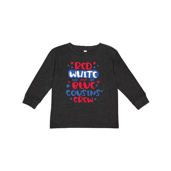 Inktastic Cousins Crew Red White and Blue 4th of July Boys or Girls Long Sleeve Toddler T-Shirt