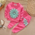 thumbnail image 5 of RUTAYY Children Girls Clothing Sets Cozy Fall Winter Round Neck Long Sleeve Cute Daisy Print Sweatshirt with Floral Petal Pants Tracksuit Vacation Playful Outfit Sets, 5 of 9