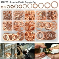 Ghojet 300PCS 12 Sizes Copper Metric Sealing Washers Assortment Set Flat Ring Sump Plug Oil Seal Gasket Sealing Washers Crush Washer Assortment M5/6/8/10/12/14/16/20