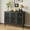 3 Doors Black, variant on BOCVKENN Farmhouse Buffet Storage Cabinet with 2 Doors,Kitchen Sideboard with Storage and Metal Base,Coffee Bar Cabinet for Kitchen,Dining Room,Living Room