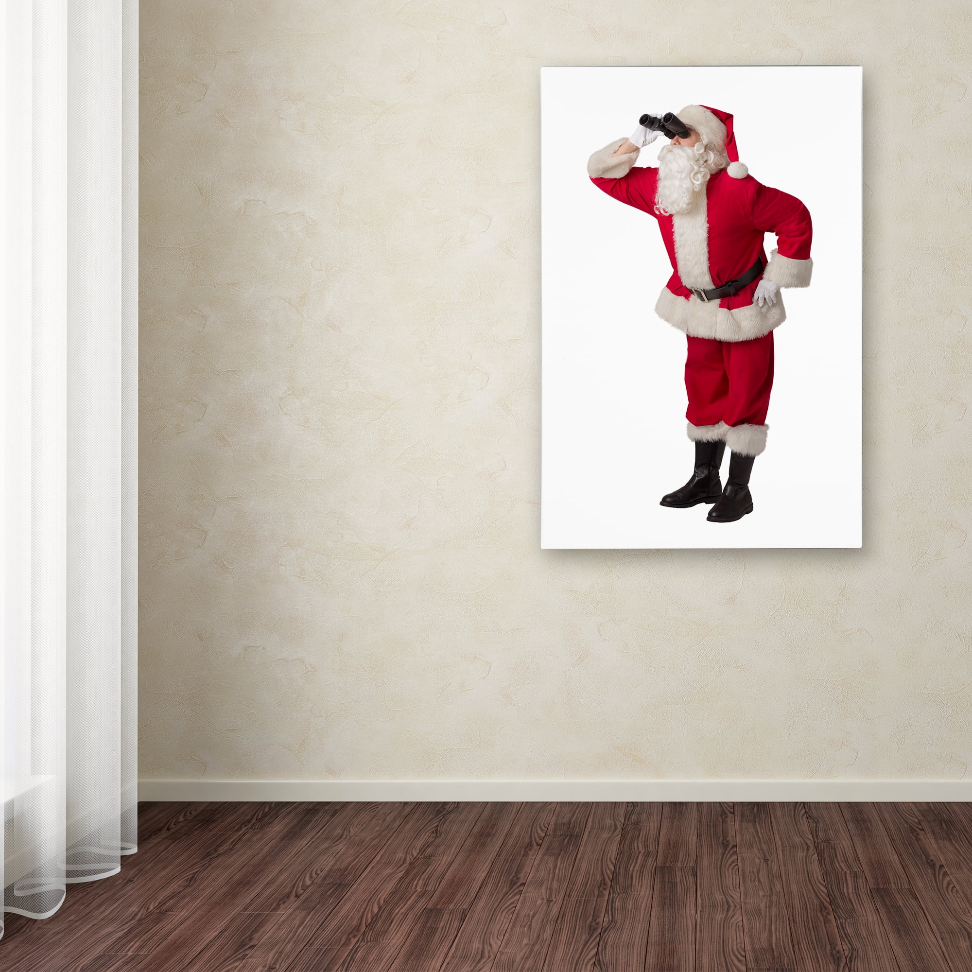 Trademark Fine Art 'Santa-binoculars-15035' Canvas Art by Ed Wheeler