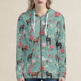 thumbnail image 2 of Vintage Hoodies for Womens Full Zip Up Drawstring Floral Graphic Print Hooded Sweatshirt Pullover Long Sleeve Pocket Fall Winter Casual Tops for Womens, 2 of 4