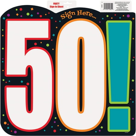 Birthday Cheer 50th Birthday Sign In Paper Cut-Out