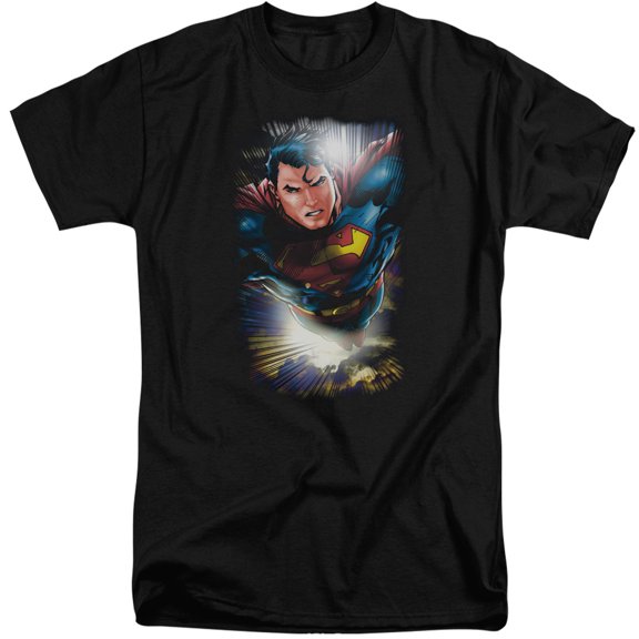 Superman In The Sky Adult Tall T-Shirt Black