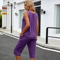 thumbnail image 5 of Nmnitkp Women's Sleeveless Pleated Tank Top Capri Pants Pajama Set, Soft Breathable Loungewear with Pockets, Comfy Two Piece Sleepwear for Summer Purple,XL, 5 of 7
