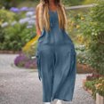 thumbnail image 4 of Idoravan Womens Rompers and Jumpsuits Long Pant Women's Fashion Summer Breathable Pockets Solid Color Outwear Loose Wide Leg Jumpsuit, 4 of 7