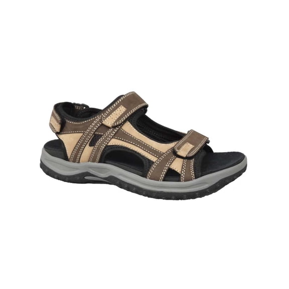 Drew Shoe Mens Warren Leather Open Toe Sport Sandals 10.5 XX-Wide Brown/Tan Nubuck