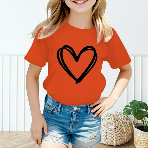 Vêtements pour Filles T-Shirt Ample à Imprimé pour Tout-Petites T-Shirt à Manches Courtes pour Filles T-Shirts d'Été pour Filles Taille 8-9 Ans Vêtements pour Filles Mode pour Filles